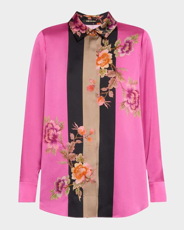 Sabrina Floral-Print Satin Blous